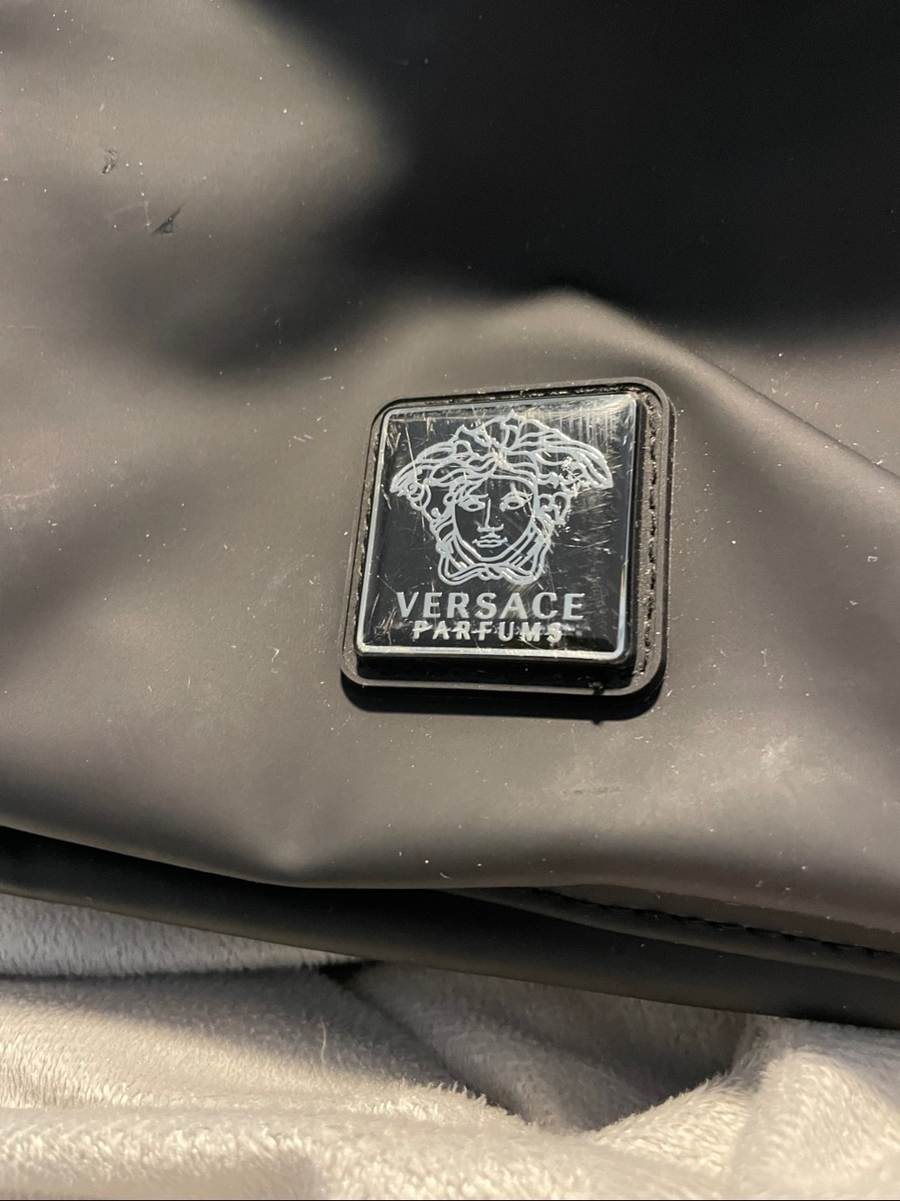 Versace parfums Black Nylon Backpack with Greek Key Zipper Pull - Picture 5 of 5